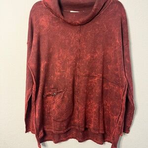Soft Surroundings Boho Tunic Drop Shoulder Long Sleeve Rustic Maroon Hi-Low M